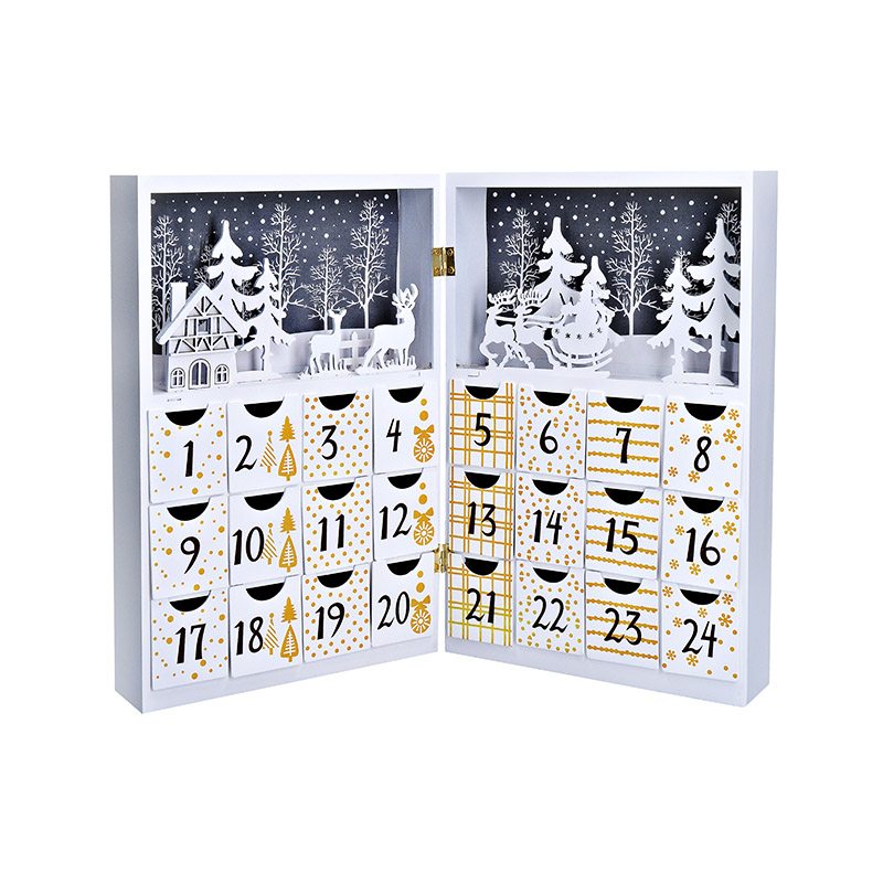 Levně Solight LED adventní kalendář - kniha, 8x LED, 40x30cm, 2x AAA