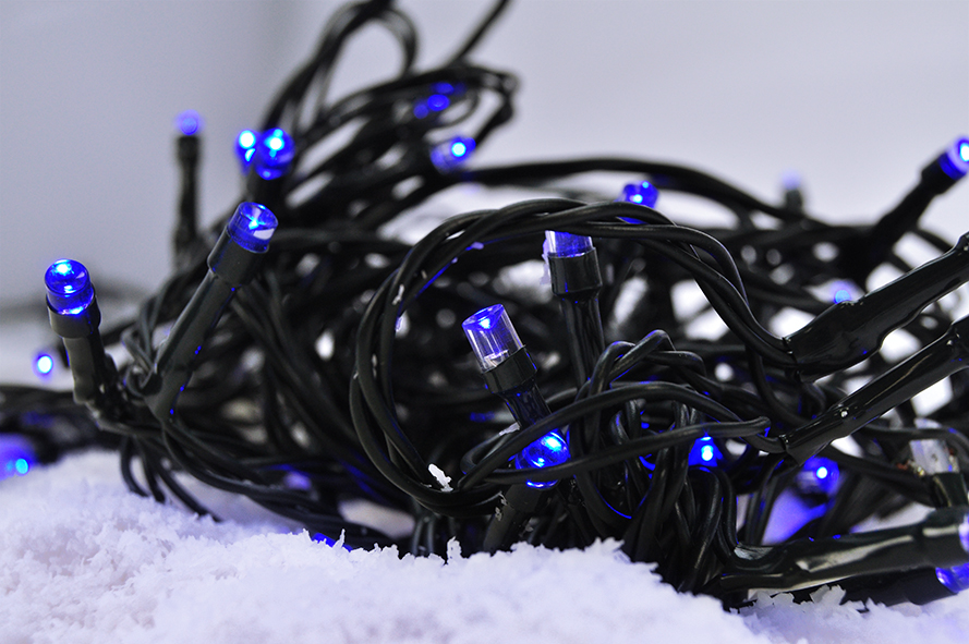 Solight LED vánoční řetěz, 3m, 20xLED, 3x AA, modré světlo, zelený kabel