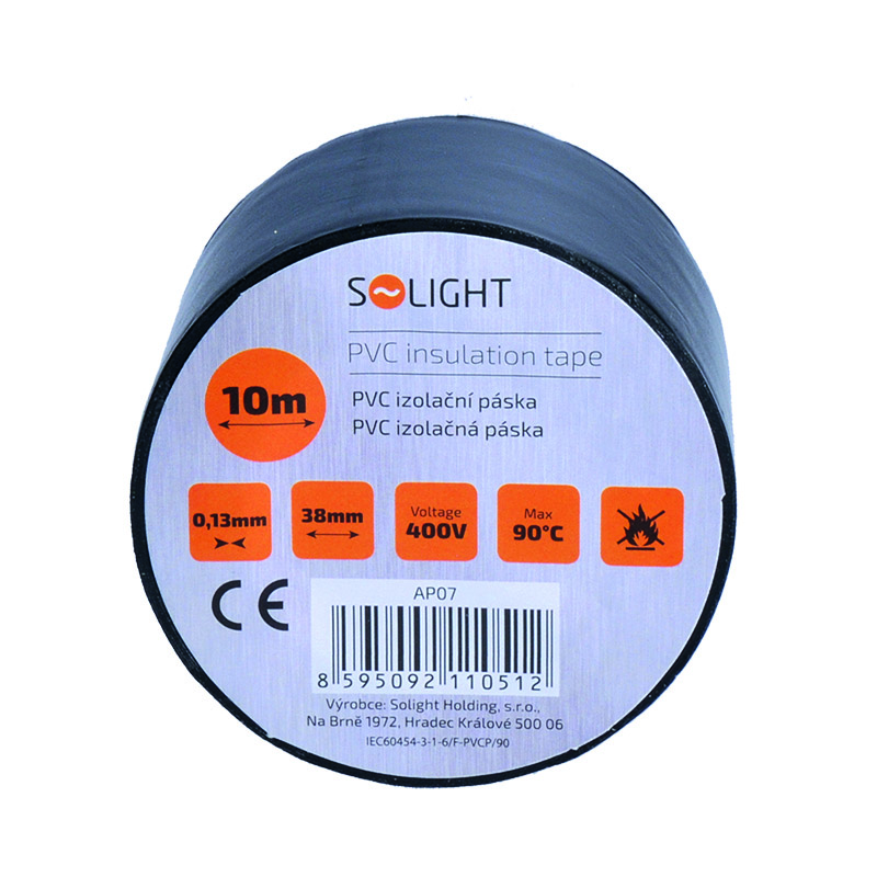 Levně Solight izolační páska, 38mm x 0,13mm x 10m, černá