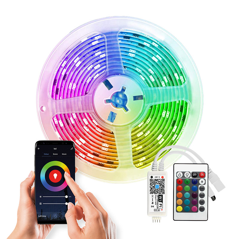 Solight wifi Smart LED světelný pás, RGB, 5m, sada s adaptérem a dálkovým ovladačem