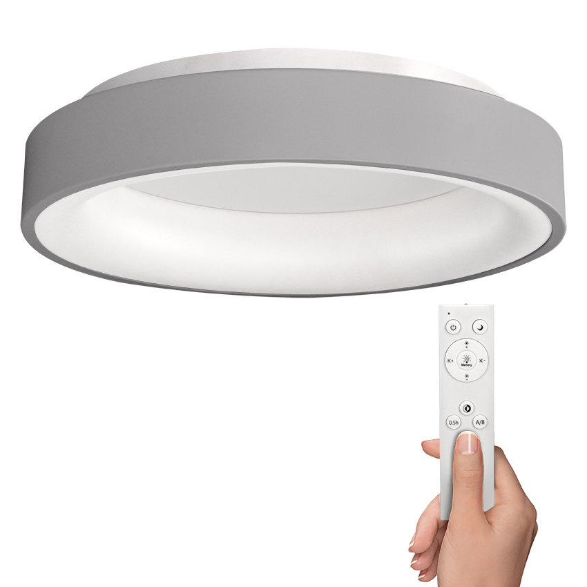 Levně Solight LED stropní světlo kulaté Treviso, 48W, 2880lm, stmívatelné, dálkové ovládání, šedá
