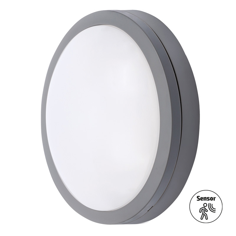 Levně Solight LED venkovní osvětlení se senzorem Siena, šedé, 20W, 1500lm, 4000K, IP54, 23cm