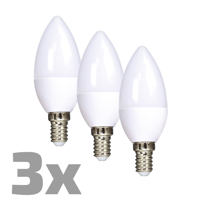Levně ECOLUX LED žárovka Ecolux 3-pack, svíčka, 6W, E14, 3000K, 450lm, 3ks