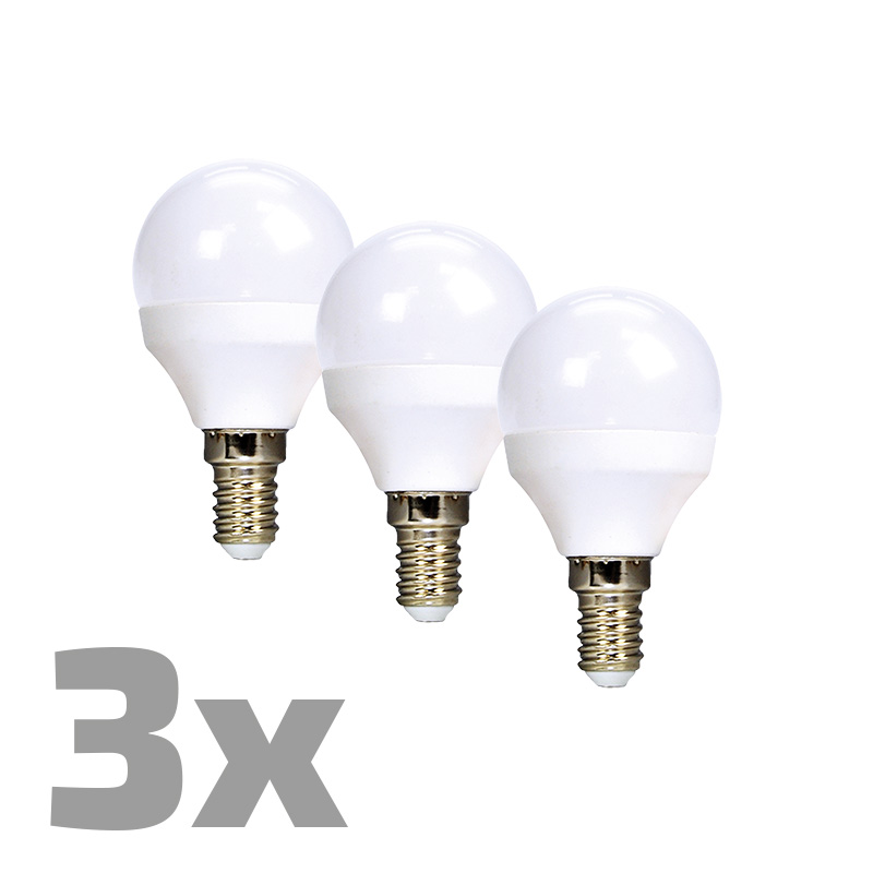 Levně ECOLUX LED žárovka Ecolux 3-pack , miniglobe, 6W, E14, 3000K, 450lm, 3ks