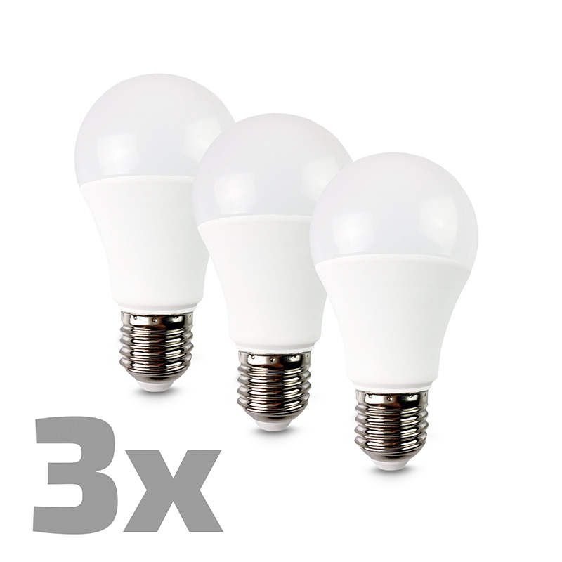 Levně ECOLUX LED žárovka 3-pack, klasický tvar, 12W, E27, 3000K, 270°, 1080lm, 3ks v balení