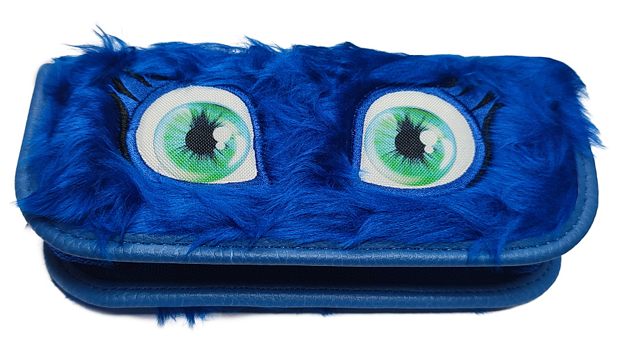 Školní penál ROLKA - CHLUPATÝ modrý- zelené oči