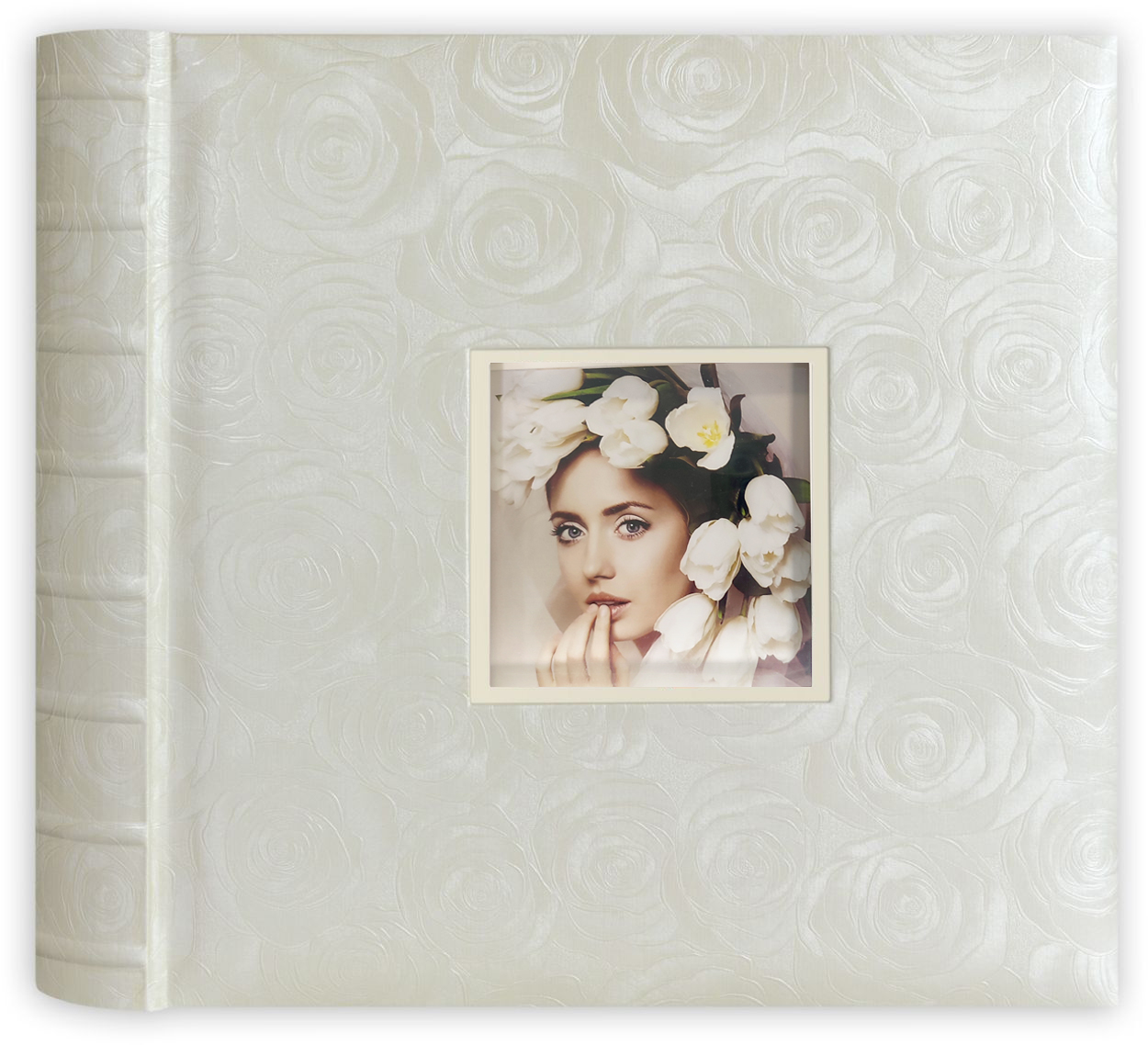 Svatební fotoalbum na růžky 100 stran - ERIS bílá s okénkem