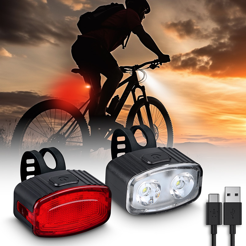 Levně Solight set nabíjecích cyklo svítilen, 160lm přední, zadní červená, Li-Ion, USB