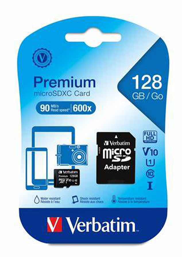 Verbatim Micro SDXC Card 128GB + adapter 90 MB/s