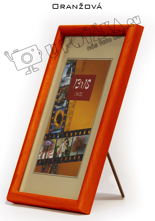 Fotorámeček 18x24 dřevěný CODEX zaoblený - různé barvy Barva: Oranžová
