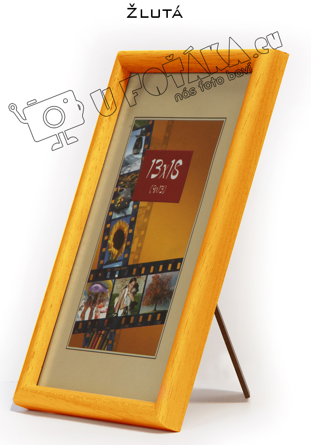 Fotorámeček 18x24 dřevěný CODEX zaoblený - různé barvy Barva: Žlutá