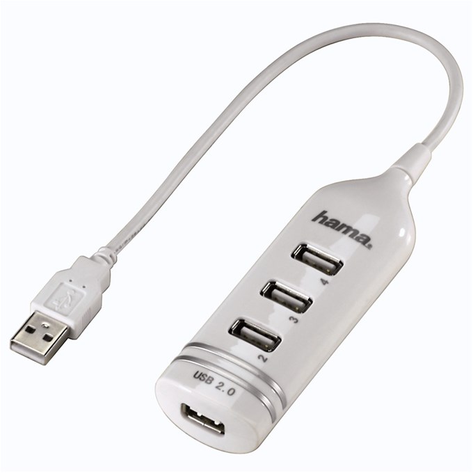 Levně HUB USB 2.0 HUB 1:4, bílý, HAMA