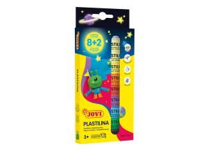 jovi glow plastelina 10 x 15 g 8 zakladnich barev 2 barvy svitici ve tme 221002