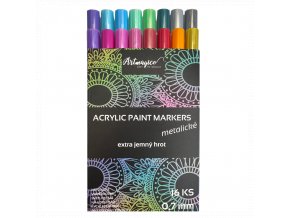 Artmagico akrylové fixy s extra jemným hrotem metallic 16 pcs