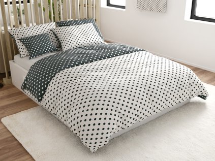 Bavlněné povlečení Colam bílé s černými puntíky