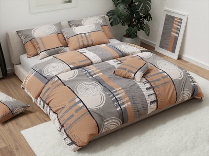 Bavlněné povlečení PINIA šedé s moderním geometrickým vzorem