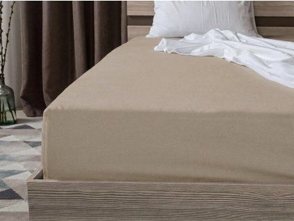 2144 8 jersey prosteradlo svetle hnede 180 200 cm pro dvouluzkovou postel