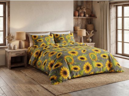 Pamučna posteljina SUNFLOWER siva