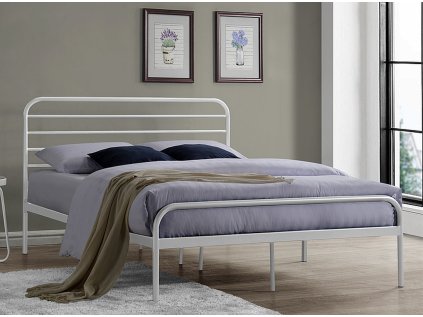 55932 bila kovova postel bolonia 140 x 200 cm
