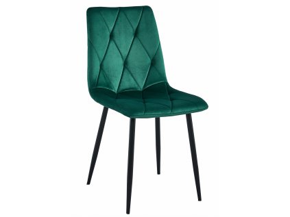 Tamnozelena baršunasta stolica za blagovaonicu LIBRA s crnim nogama