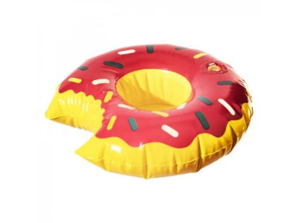 Originální nafukovací držák nápojů DONUT červený ve tvaru donutu