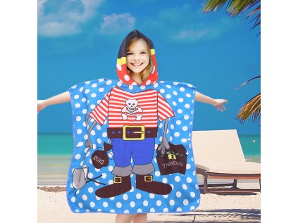 60514 detske ponco pirat a poklad modre 60 x 90 cm