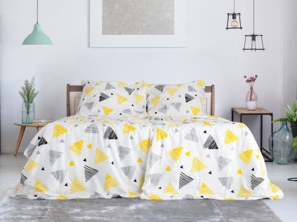 Moderní bavlněné povlečení TRIANGLE bílé s geometrickým vzorem