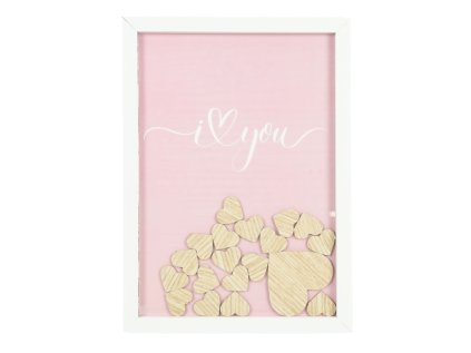 Dřevěný rámeček na fotky HEARTS 21x29,7 cm s romantickým motivem