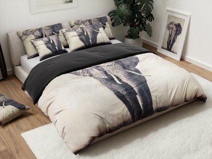 3D povlečení z mikrovlákna SLON šedé – elegantní design s motivem slona
