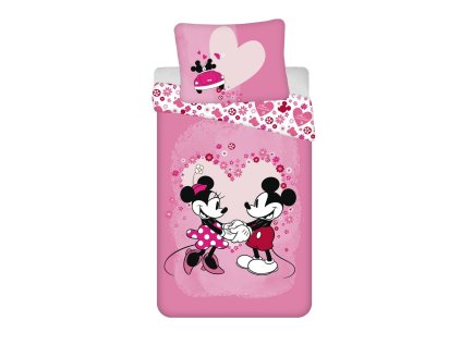 Dječja posteljina od mikrovlakana MICKEY I MINNIE LOVE ružičasta