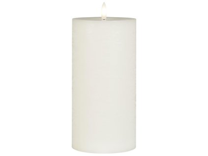 LED sloupová svíčka WARM FLAME 20 cm bílá s realistickým plamenem