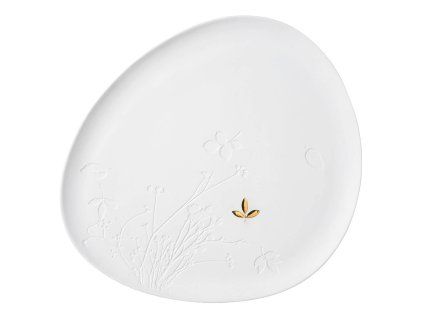 33780 bily porcelanovy talir gold leaf velky