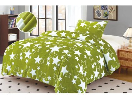 Měkké povlečení mikroplyš STAR zelené pro komfortní spánek