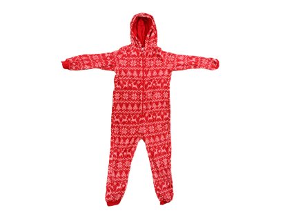 Pohodlný overal CHRISTMAS ONESIE červený pro zimní večery