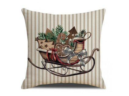 Vánoční povlak na polštář SLEIGH 45x45 cm, béžový – elegantní dekorace