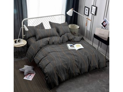Moderní povlečení z mikrovlákna CORVIN hnědé  s minimalistickým designem