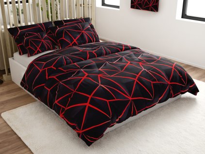 Bavlněné povlečení PENELOPE RED černé s červenými liniemi