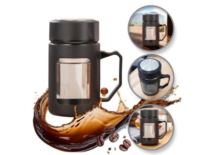 Skleněná láhev BREW 500 ml s uchem – stylová černá