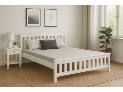 Elegantní bílá postel MAICA 90 x 200 cm s nadčasovým designem