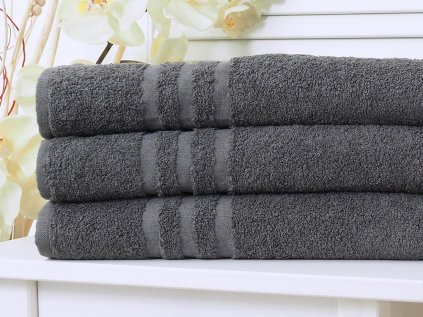 Dječji ručnik LINEA 30x50 cm antracit s bordurom, 100% pamuk