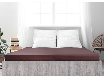 Tmavě hnědé jersey prostěradlo z mako bavlny LUXORA 180 x 200 cm pro pohodlný spánek