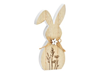 Velikonoční dřevěný zajíc FLORAL RABBIT 20 cm s květinovým motivem