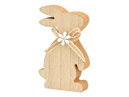 Velikonoční dřevěný zajíc BOW BUNNY 12 cm s ozdobnou mašlí