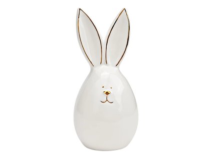 Keramický zajíček AURIC BUNNY 14 cm bílý se zlatými detaily