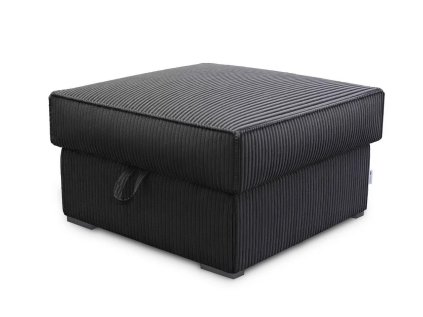 Černý taburet COSARO s úložným prostorem a manšestrovým potahem