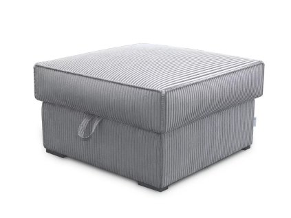 Světle šedý taburet COSARO s úložným prostorem a manšestrovým potahem