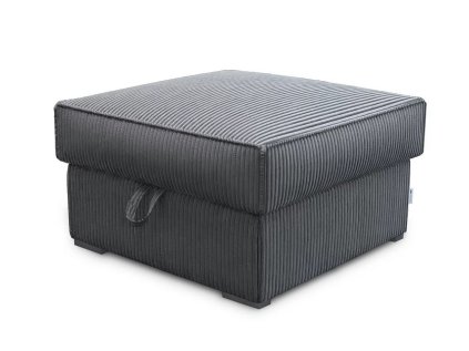 Šedý taburet COSARO s úložným prostorem a manšestrovým potahem