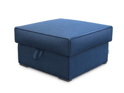 Tmavě modrý taburet COSARO s úložným prostorem a manšestrovým potahem