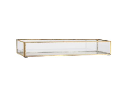 45630 dekorativni skleneny podnos se zlatym ramem 40x13 cm