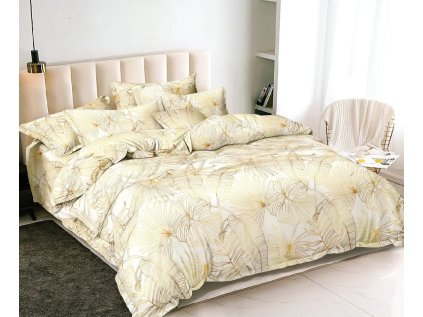Luxusní povlečení z mikrovlákna PALMERA krémové s elegantním vzorem